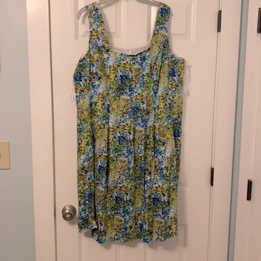Jones studio 20w tank dress pockets abstract floral #119